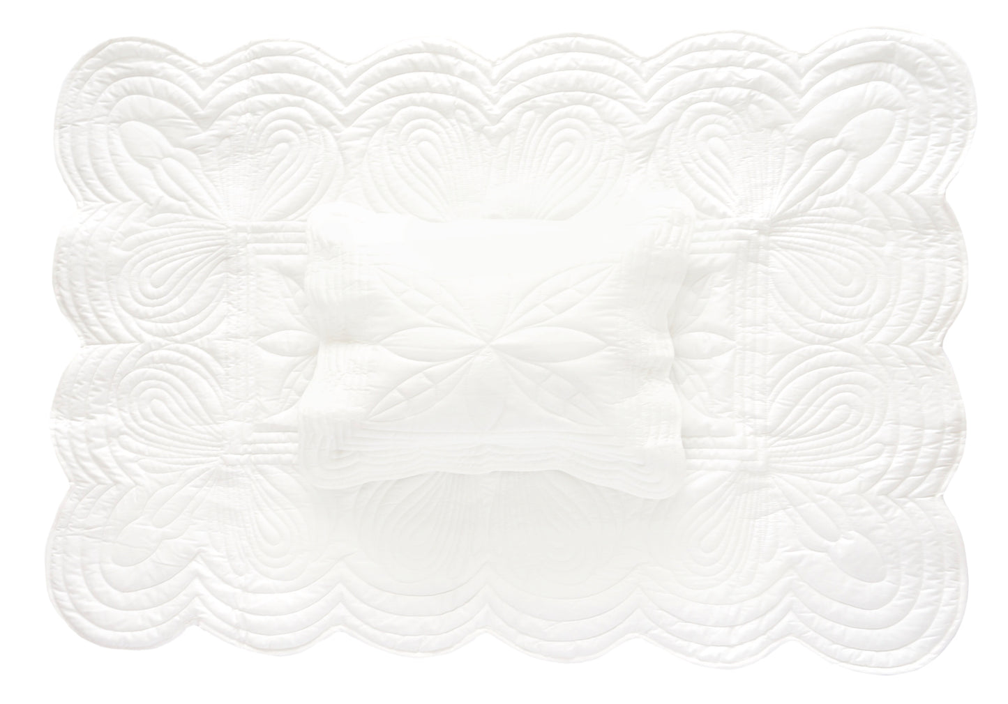 Scallop Edge Cot Quilt Set Chalk