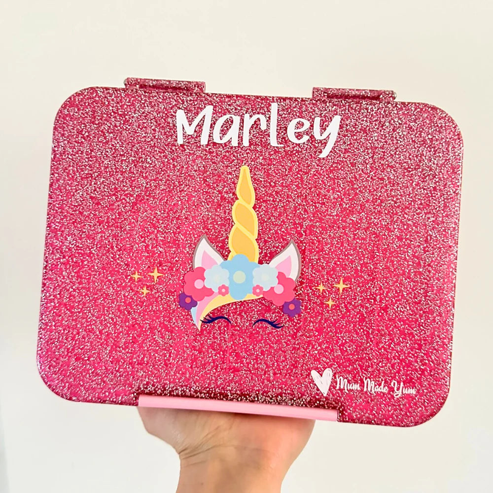 Large Bento Lunchbox- Pink Sparkle Unicorn