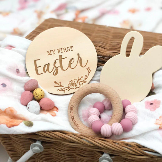 My First Easter - Vintage Floral Milestone Plaque
