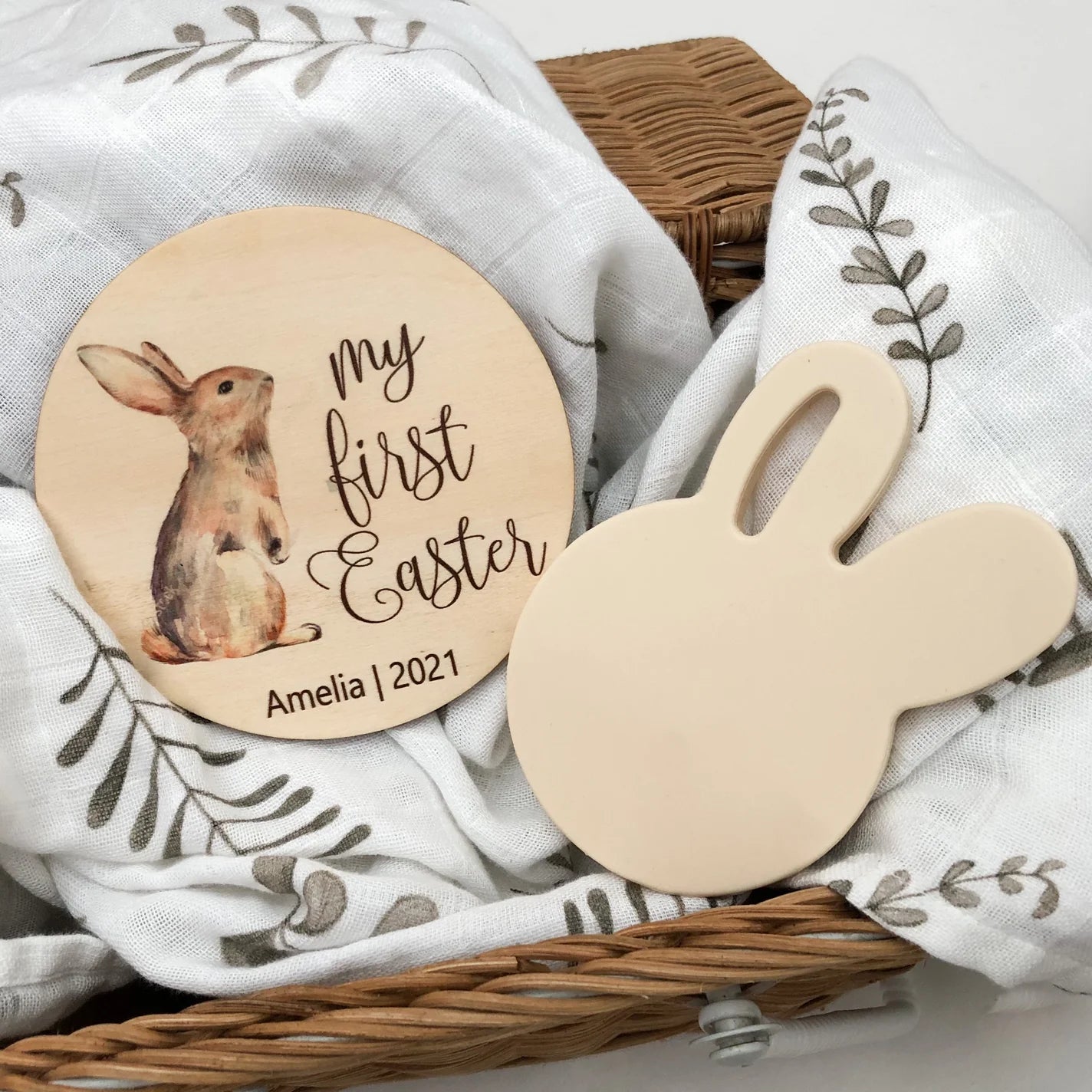 My First Easter - Standing Bunny Milestone Plaque