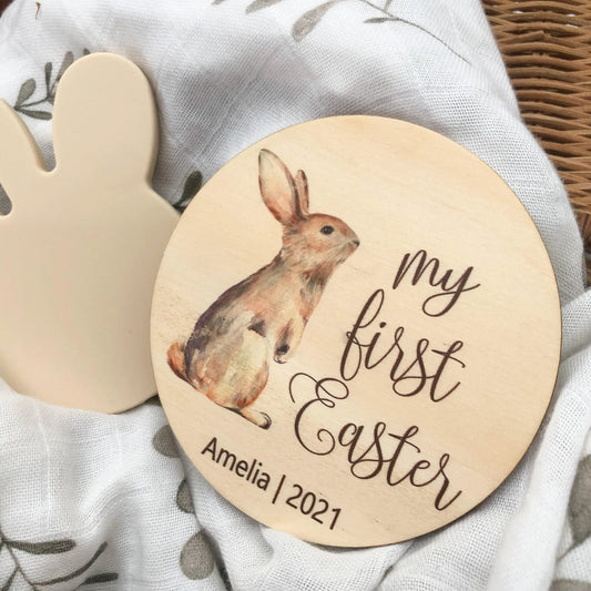 My First Easter - Standing Bunny Milestone Plaque