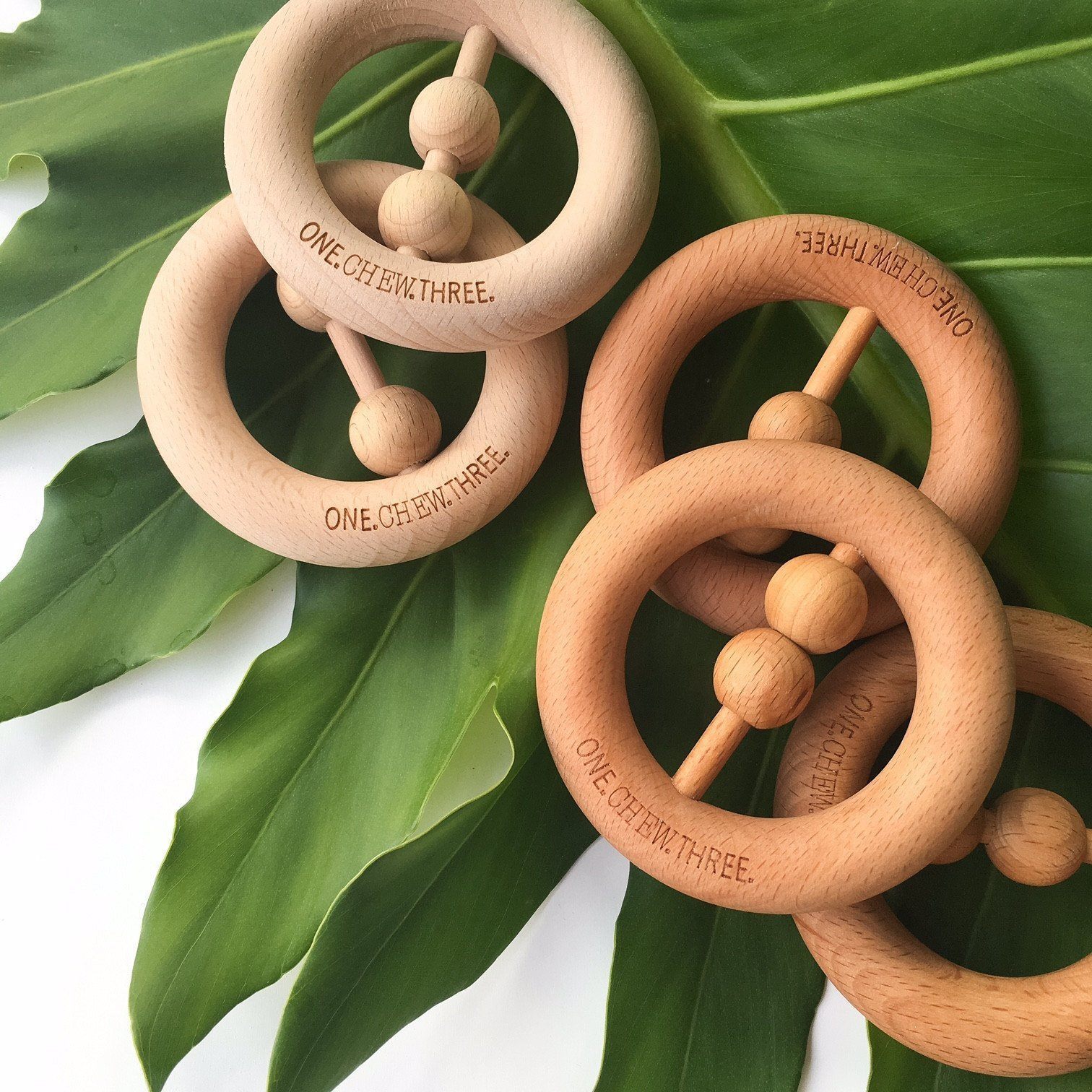 Natural Beech Wood Rattle Teether – blossomchildrensstore