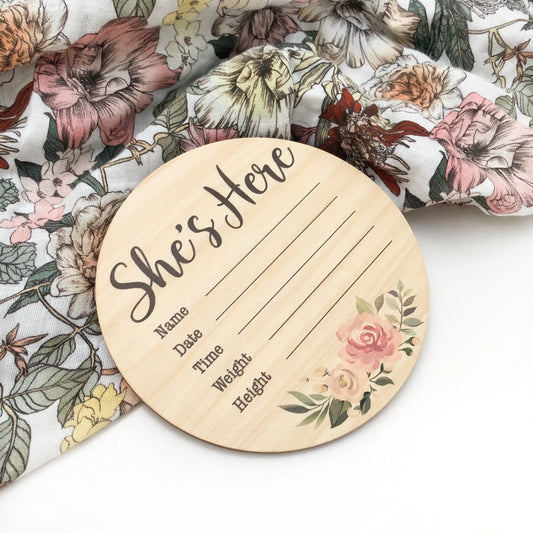 She's Here Announcement Plaque