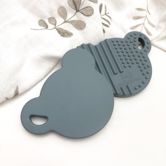 Bear Silicone Teething Disc - Grey