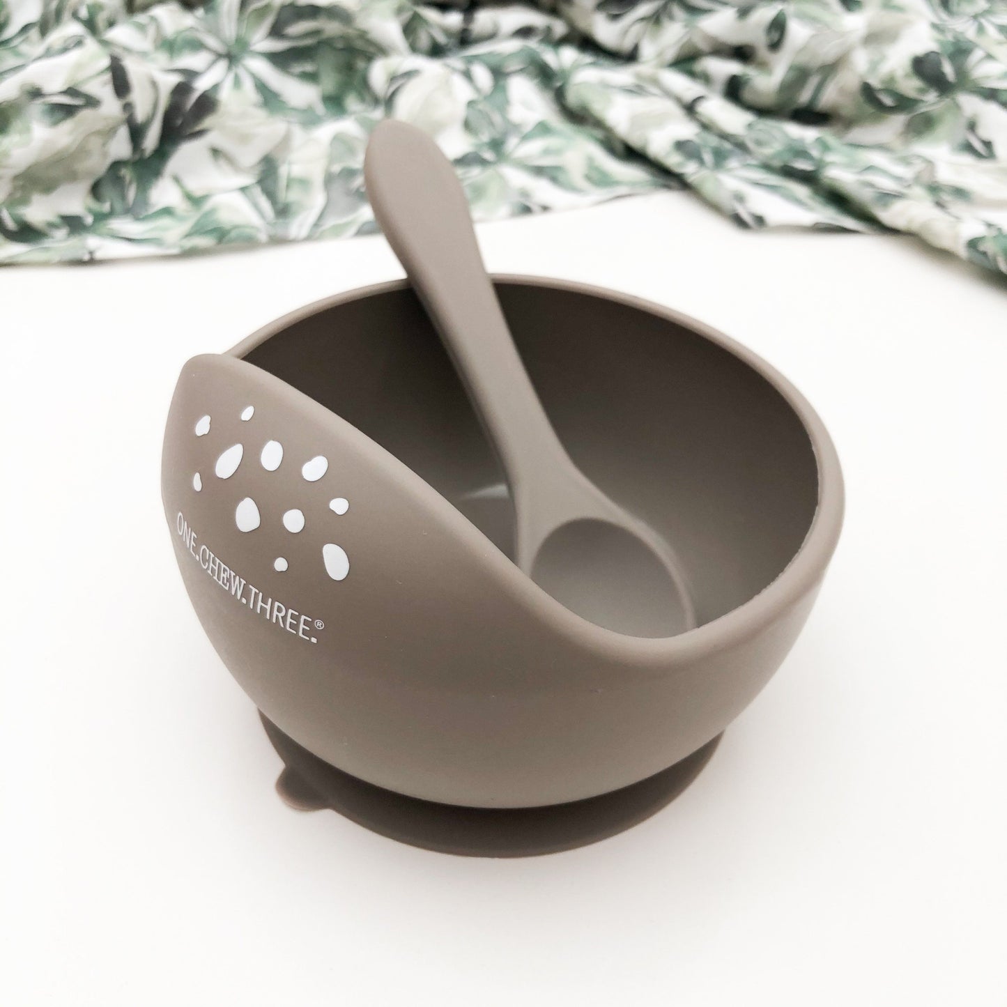 Silicone Scoop Bowl and Spoon Set - Stone Pebbles