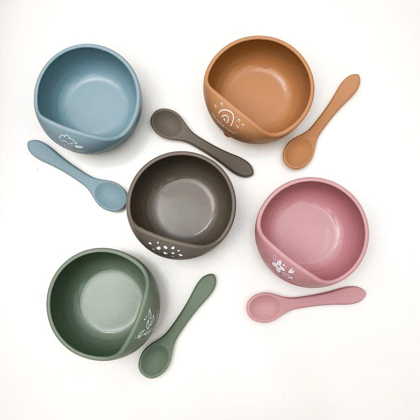 Silicone Scoop Bowl and Spoon Set - Caramel Rainbows